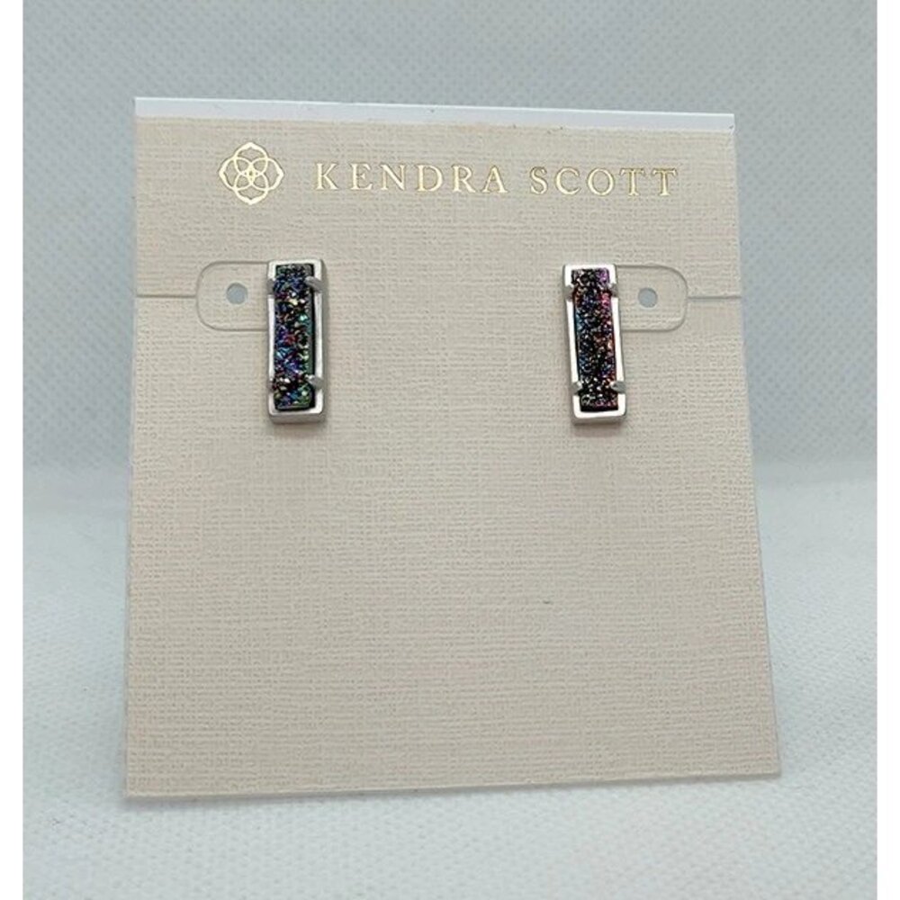 Kendra Scott Lady Matte Silver Stud Earrings In Multicolor Drusy